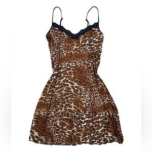 Rampage Brown and Tan Black Lace Animal Print Dress